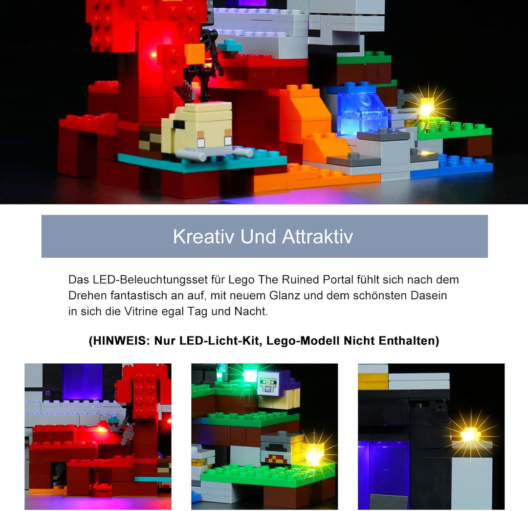 Led Licht Set Kompatibel mit Lego 21172 Minecraft Das zerstörte Portal Minecraft Spielzeug Set (Kein