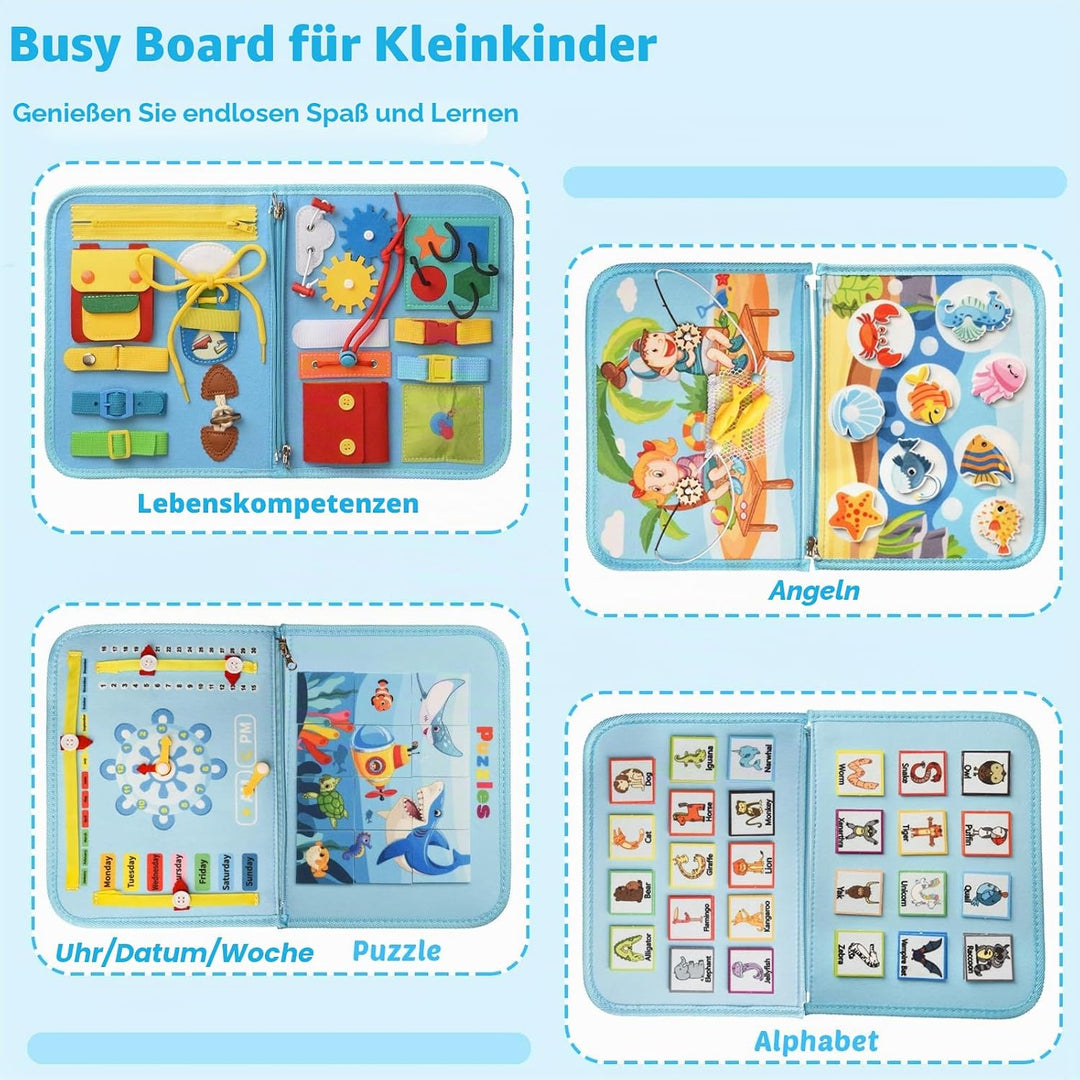 Busy Board ab 1 Jahr, 5-Schichten Montessori Activity Board für Baby ab 1 2 3 4 Jahre mit Sensorisch