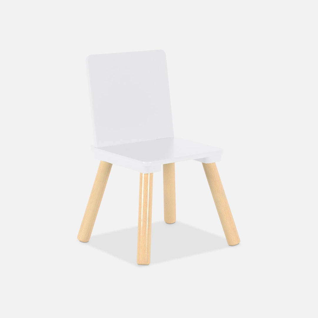 sweeek - Quadratischer Kindertisch mit 2 Stühlen, Beine aus Kiefernholz - Judith Weiss, Weiss
