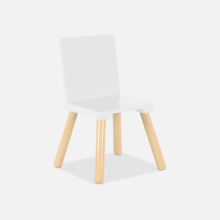 sweeek - Quadratischer Kindertisch mit 2 Stühlen, Beine aus Kiefernholz - Judith Weiss, Weiss