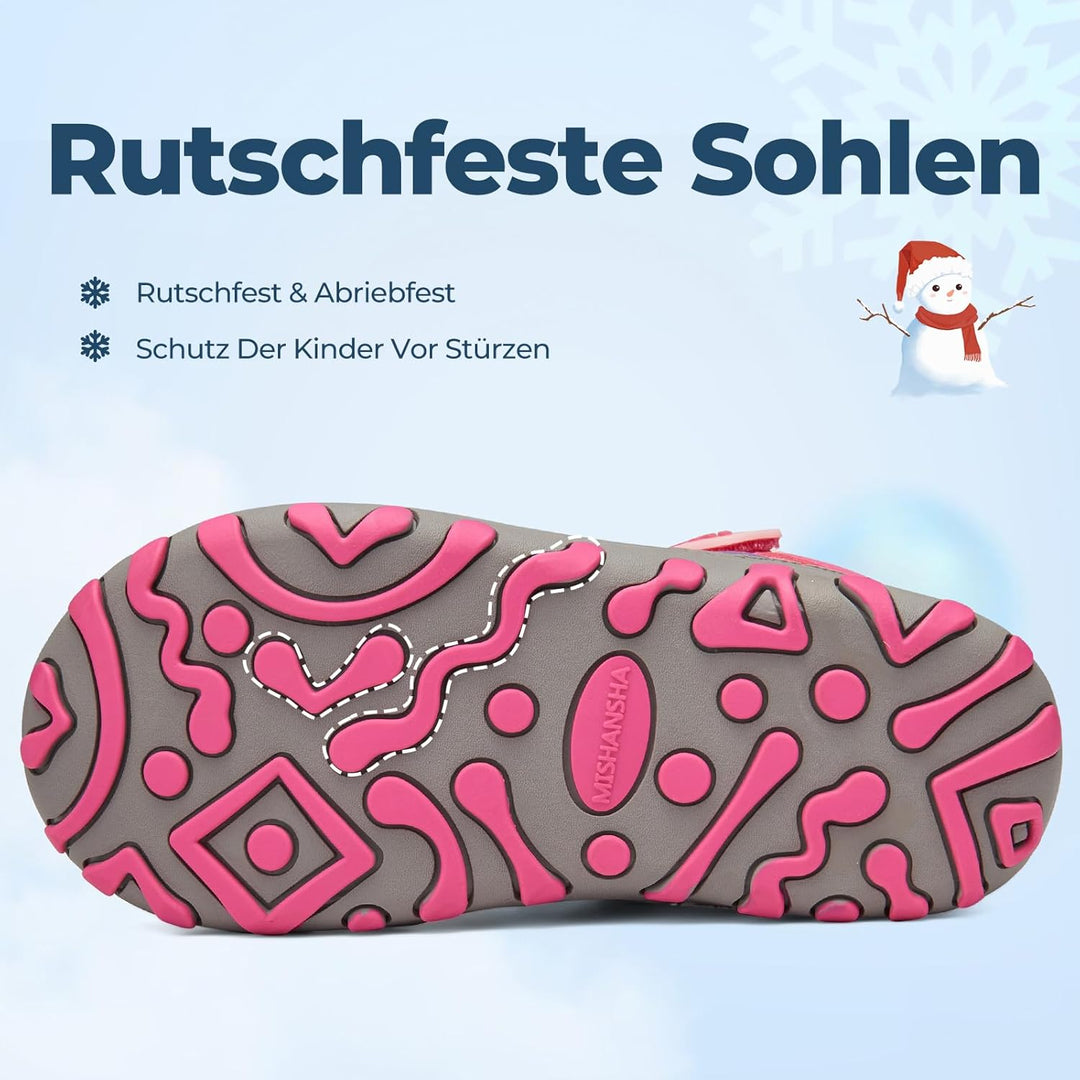 Mishansha Kinder Outdoor Winterschuhe Warm Gefüttert Winterstiefel, Gr.24-38 33 EU Fuchsia Pink, 33