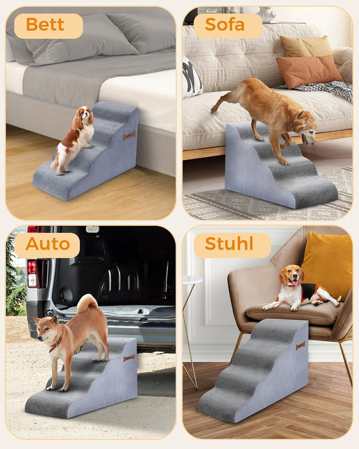 Hundetreppe für Kleine Hunde 50 cm Hohe 4-stufige Hundefootstool 40x70x50CM für Sofa und hohes Bett,