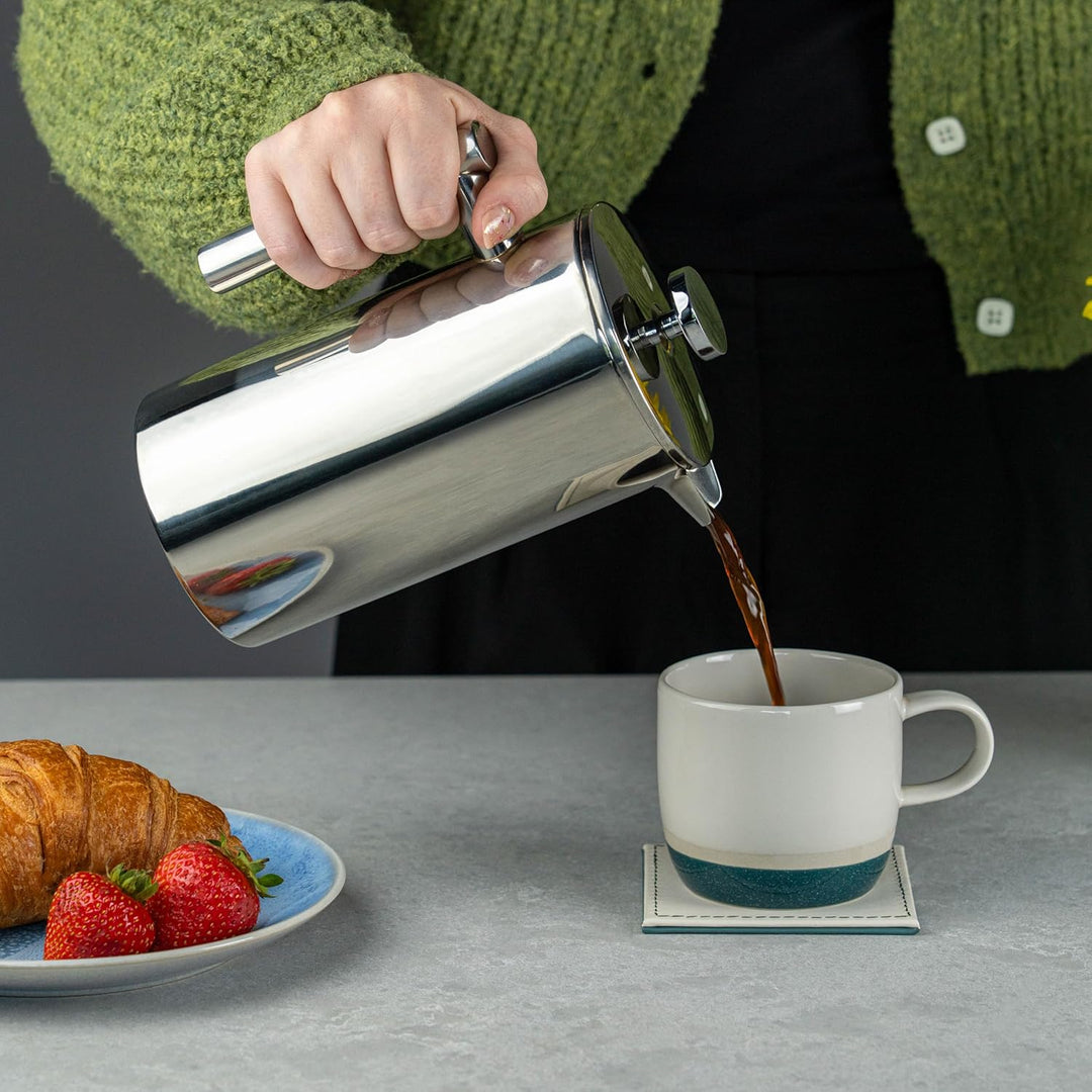 Grunwerg Cafetiere, doppelwändig, für 6 Tassen, Hochglanzpolitur Hochglanzpolitur 800ML, Hochglanzpo
