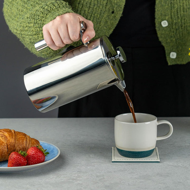 Grunwerg Cafetiere, doppelwändig, für 6 Tassen, Hochglanzpolitur Hochglanzpolitur 800ML, Hochglanzpo