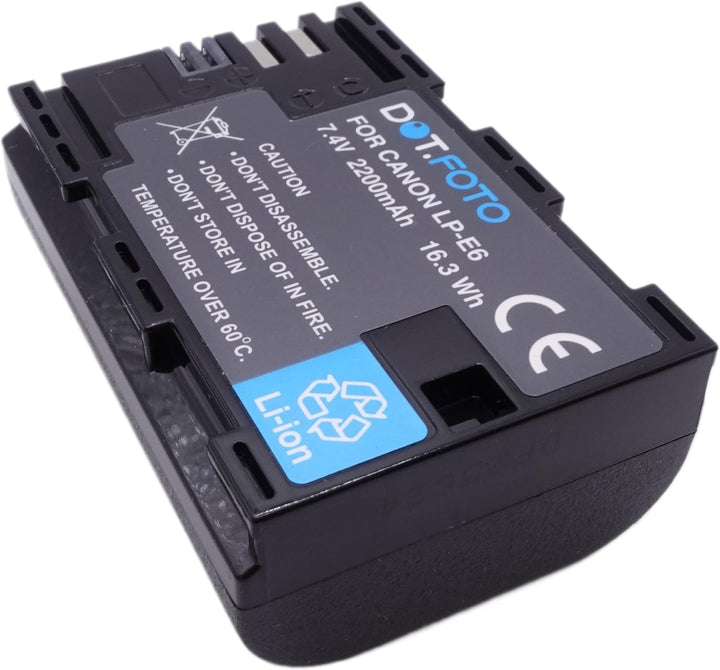 Dot.Foto LP-E6 Premium Hohe Kapazität 7.4v / 2200mAh Akku für Canon x 1 - LP-E6 2200mAh, x 1 - LP-E6