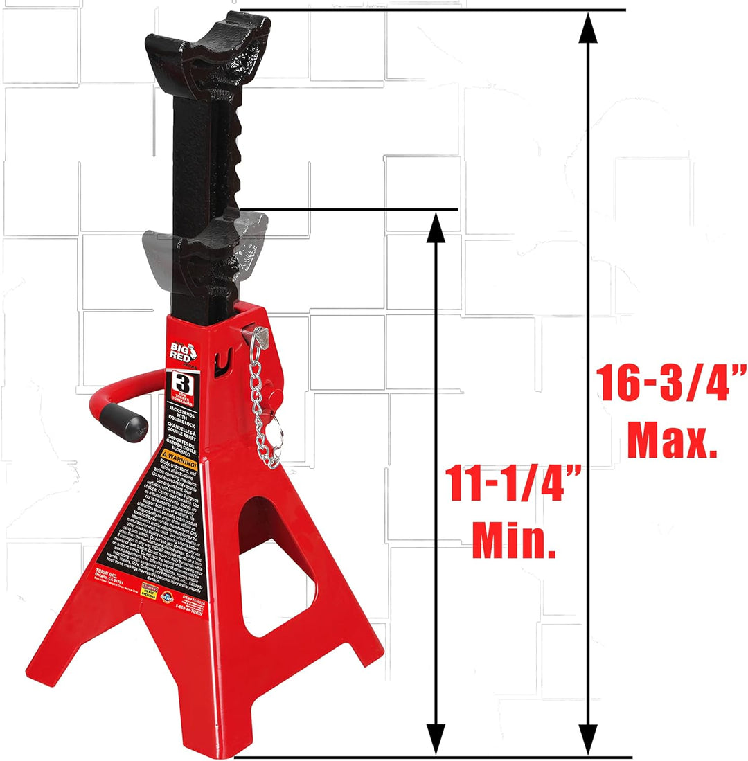 Big Red T43002A Torin Stahl Wagenheberständer: Doppelverriegelung, 3 Tonnen (2,7 kg) Kapazität, rot,