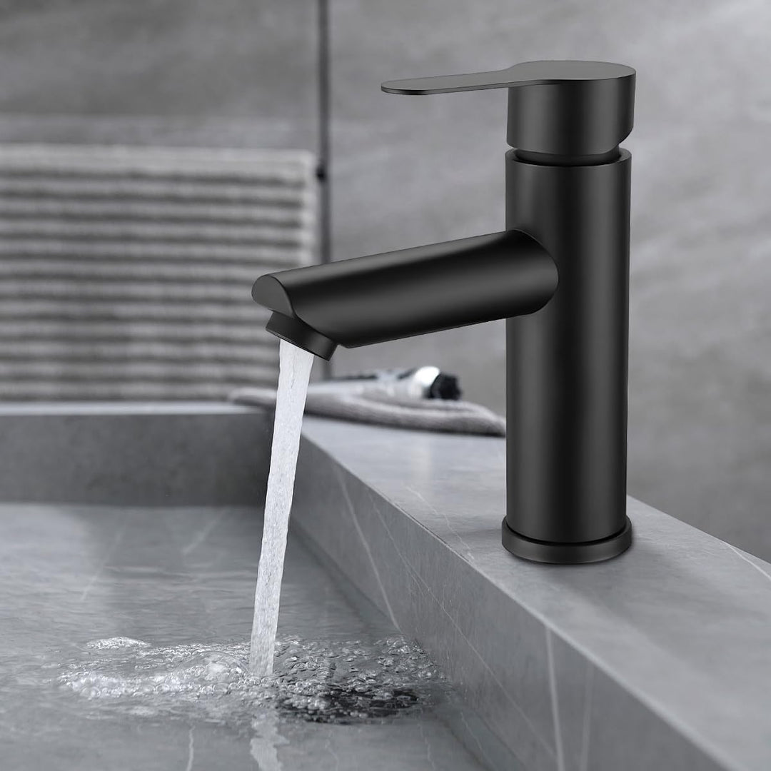 Waschbeckenamaturen Bad Schwarz, Warm und Kaltwasserhahn, Einhebelmischer Waschbecken, Wasserhahn Ba