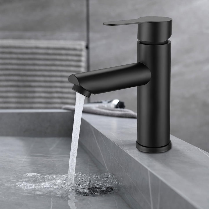 Waschbeckenamaturen Bad Schwarz, Warm und Kaltwasserhahn, Einhebelmischer Waschbecken, Wasserhahn Ba