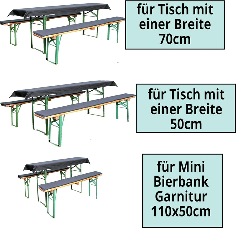 JEMIDI Bierbankauflagen Set 3-teilig - 70x240cm - Sitzkissen und Tischdecke für 50er Bierzeltgarnitu