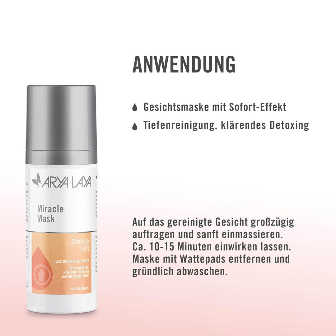 ARYA LAYA Miracle Mask Detox Lift, 50 ml: Gesichtsmaske zur Tiefenreinigung, klärendes Detoxing mit