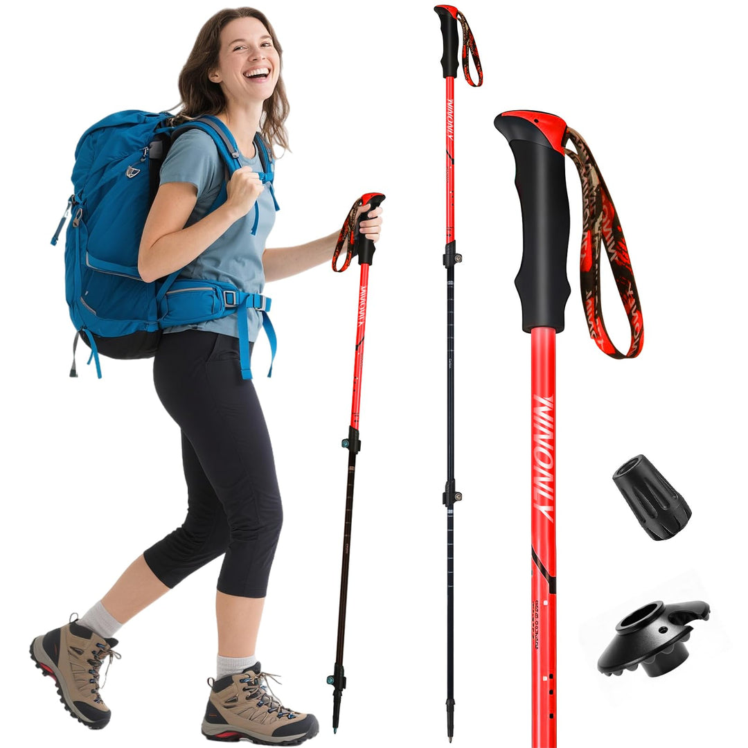 Ninonly Wanderstöcke faltbar Carbon, Nordic Walking Stöcke Damen & Herren, Leichte Teleskop Wanderst