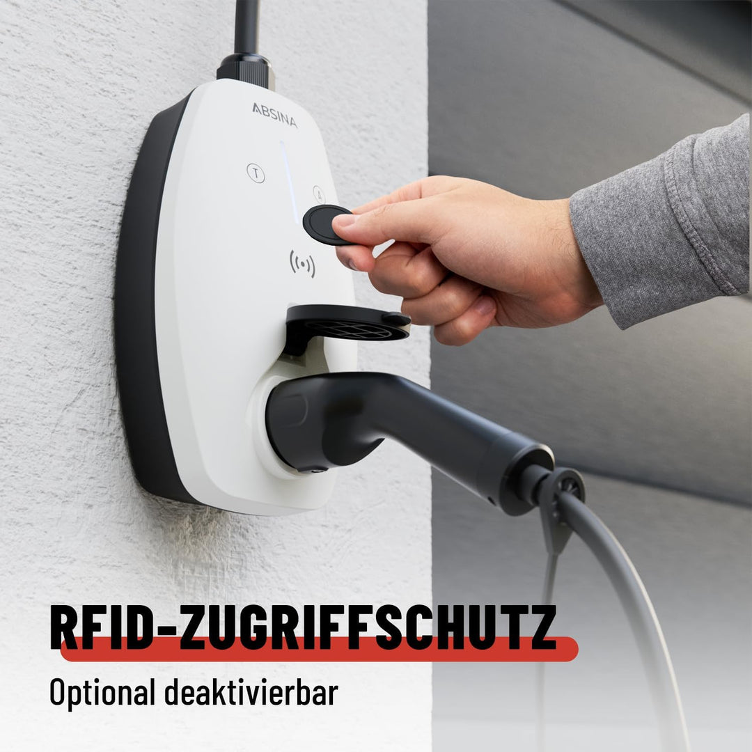 ABSINA Mobile Wallbox 11kW 16A mit App Steuerung - Wallbox mit CEE Stecker, RFID & Einstellbarer Lad