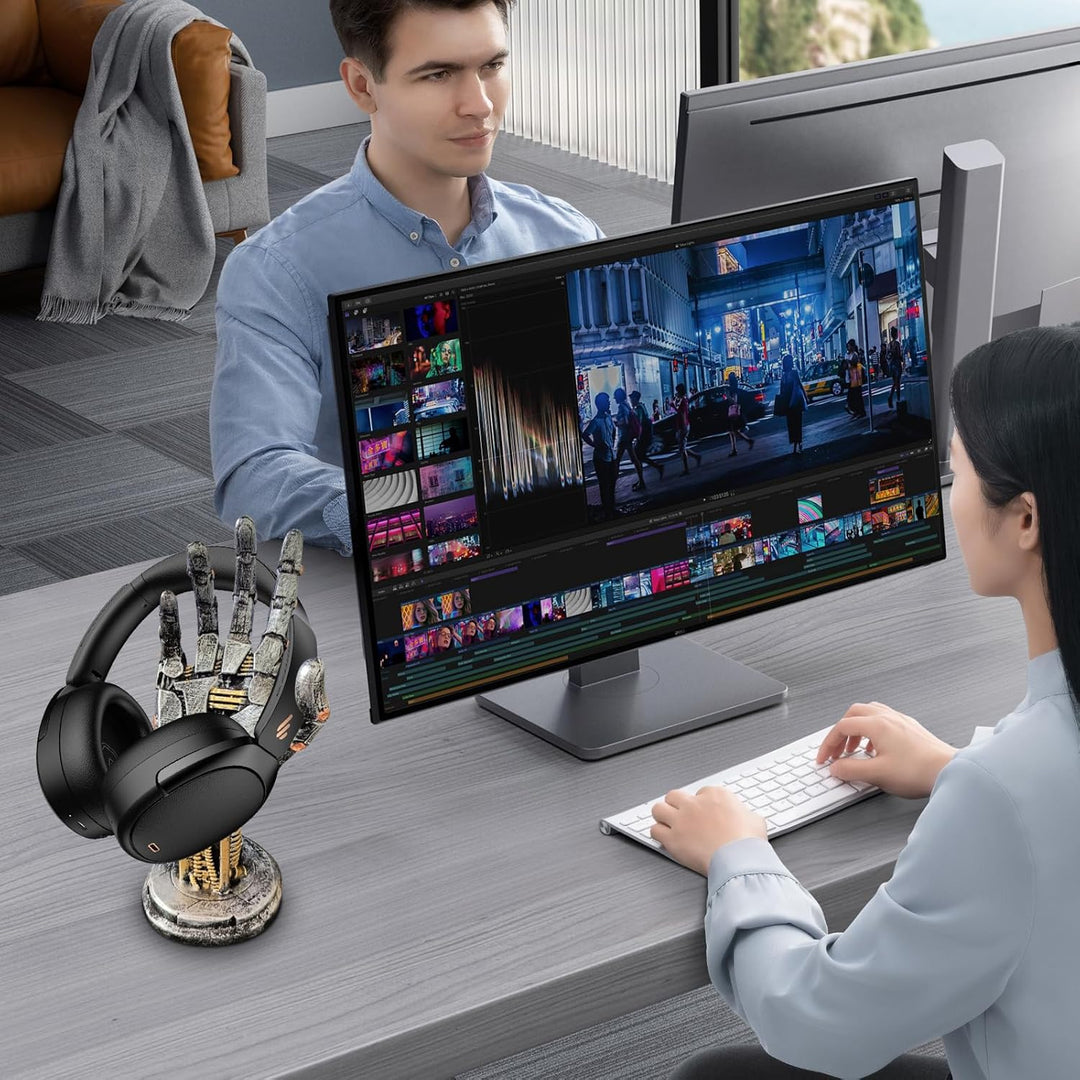 Cyberpunk Kopfhörerständer und Controller Halterung: Premium Gaming Zubehör mit Roboterarm-Design, G