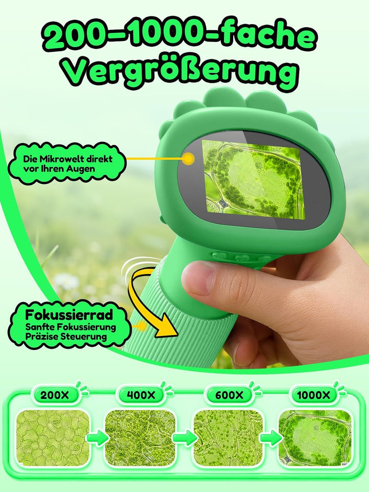 Acoath Mikroskop für Kinder, Digitales Taschenmikroskop mit 2,0" IPS-Bildschirm Lupe 200x Vergrösser