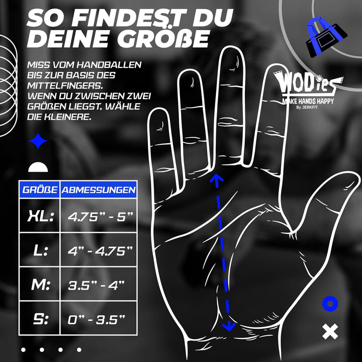 JerkFit WODies 2 in 1 Handgelenkbandage und Handflächenschutz S Blau, S Blau