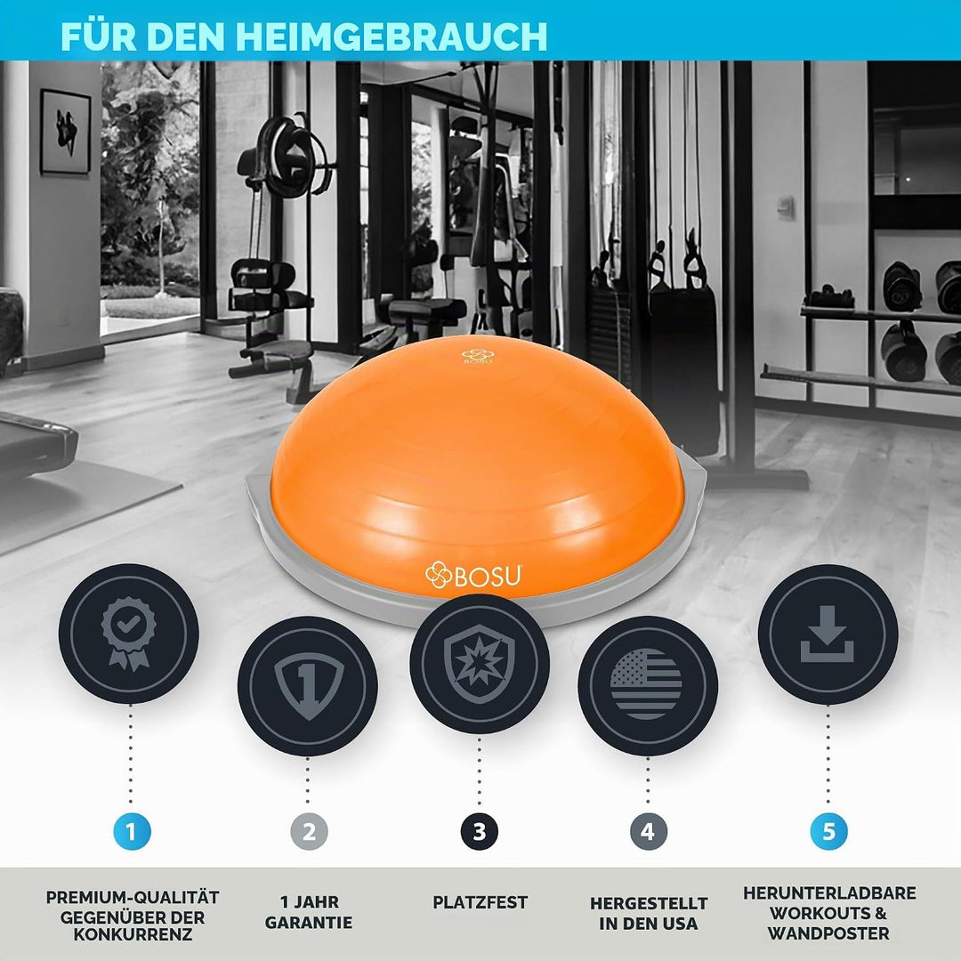 Bosu, Home Gym Equipment, The Original Balance Trainer, 66 cm Durchmesser Orange/Grau, Orange/Grau