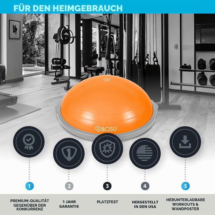 Bosu, Home Gym Equipment, The Original Balance Trainer, 66 cm Durchmesser Orange/Grau, Orange/Grau