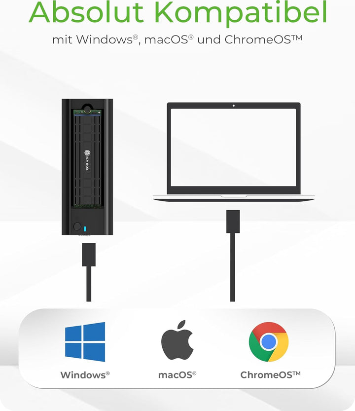 ICY BOX DockingStation für M.2 NVMe & SATA SSD, M.2 USB Adapter, USB 3.2 (Gen2, 10 Gbit/s), Kühlsyst