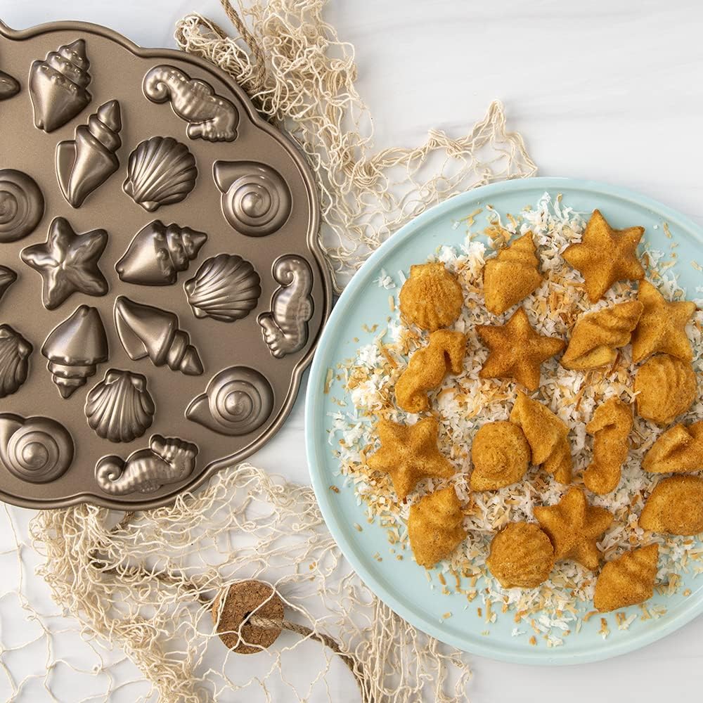 Nordic Ware Seashell Bites Pan, Original Gugelhupfform aus Aluminiumguss, offizielle Gugelhupf-Kuche
