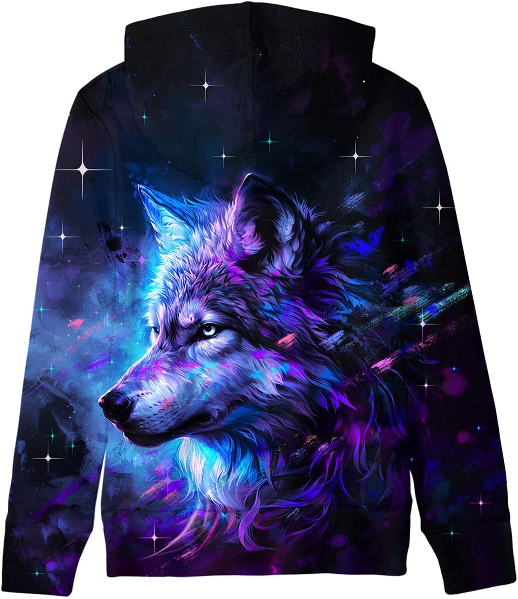 Fanient Pullover Jungen Mädchen 3D Print Fleece Hoodie Kinder Hooded Sweatshirt with Kangaroo Pocket