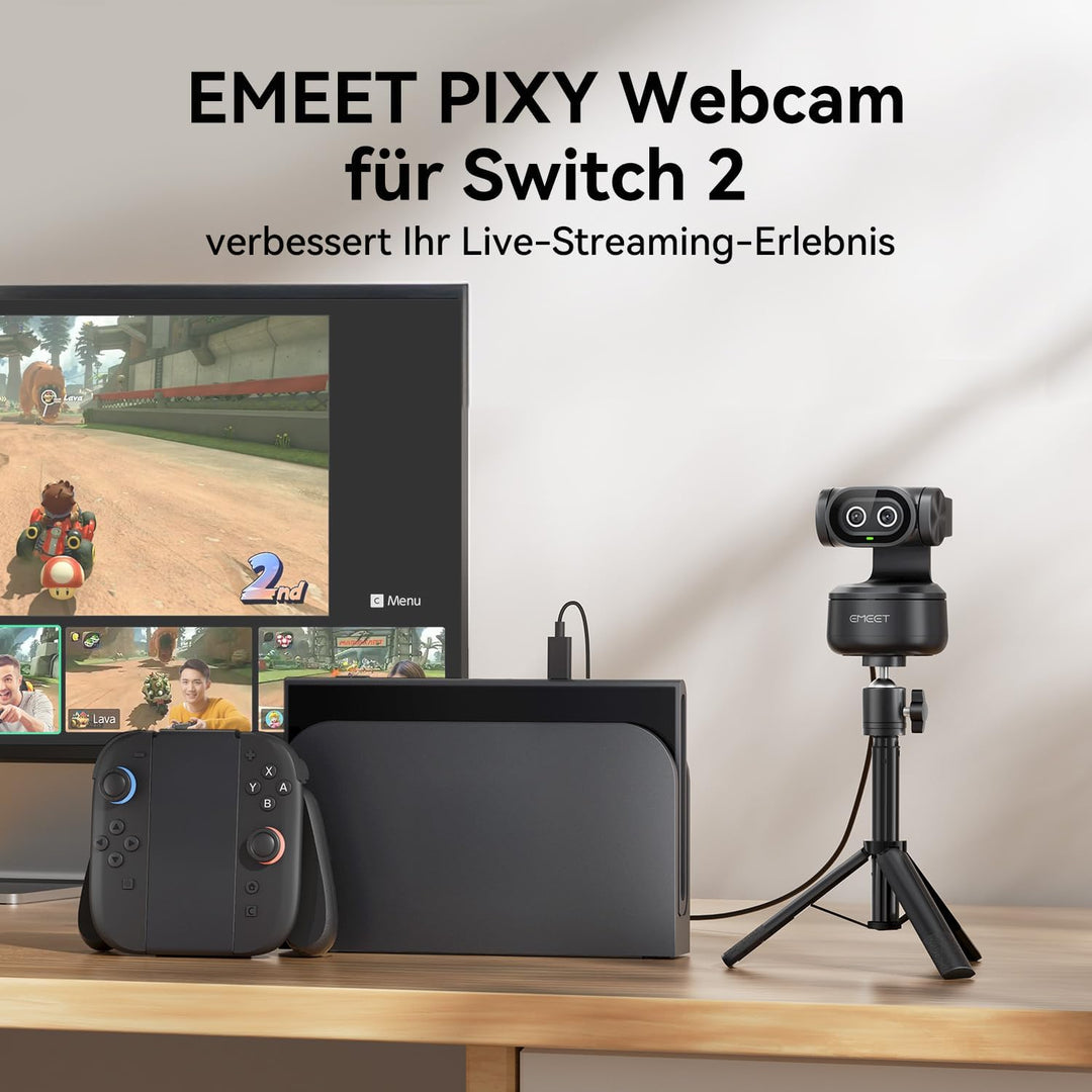 EMEET PIXY Dual-Kamera KI-gestützte PTZ-Kamera 4K, KI-Tracking, 0,2 s Schneller Fokus, mit Sony-Sens