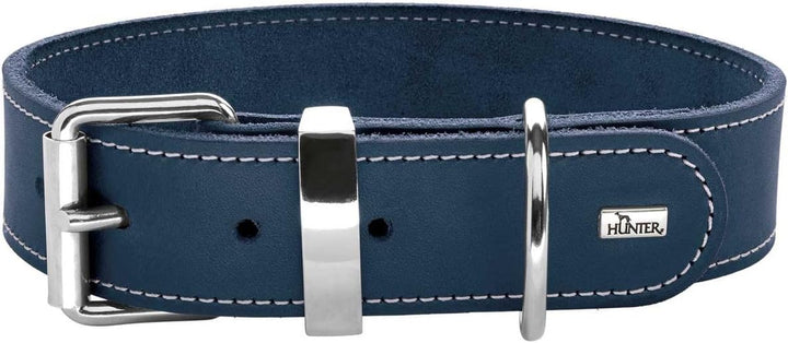 HUNTER AALBORG SPECIAL Hundehalsband, Leder, strapazierfähig, komfortabel, 70 (L-XL), dunkelblau dun
