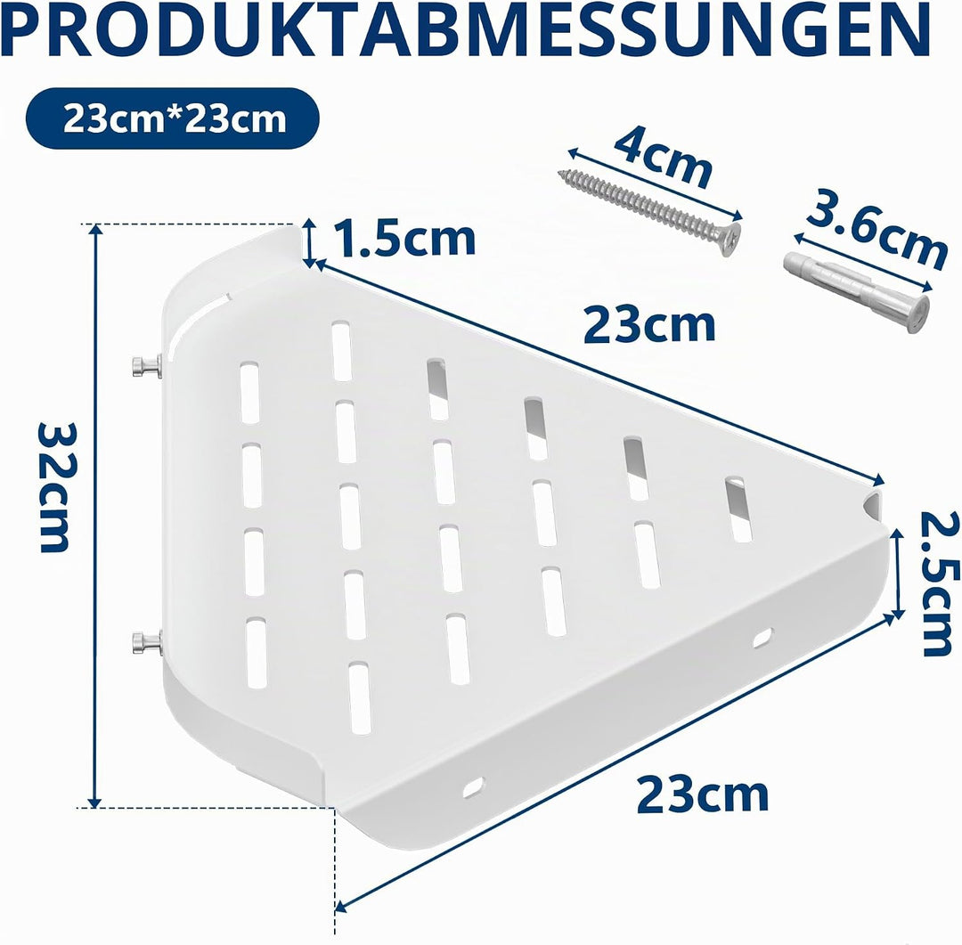 Neodrain Duschablage Ecke Edelstahl ohne Bohren Weiss Eckregal Duschkorb mit Haken für Badezimmer Sh