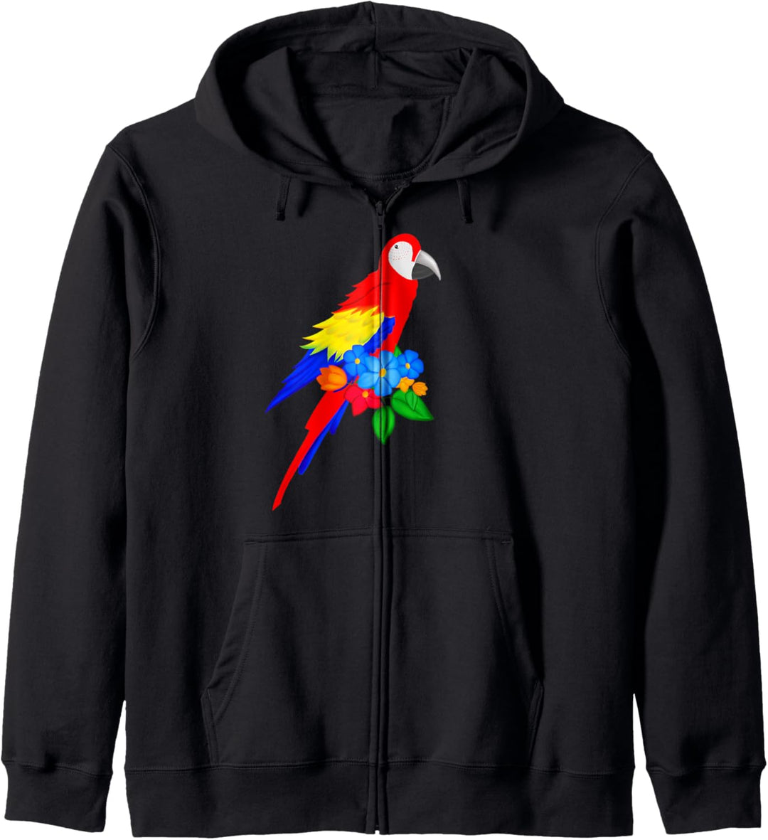 Grosser Papagei mit Blumen Kapuzenjacke