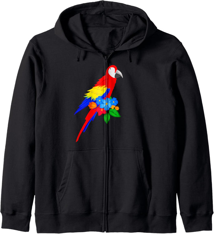 Grosser Papagei mit Blumen Kapuzenjacke