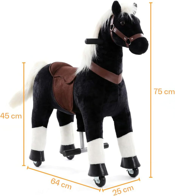 Reitpferd auf Rollen Klein, 3-5 Jahre, Schaukelpferd, Schwarz