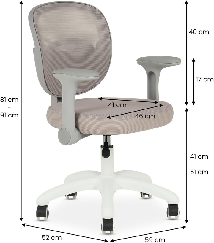 IDIMEX Kinderdrehstuhl Amelia höhenverstellbar mit Armlehnen in grau & beige - Ergonomischer Kinder-