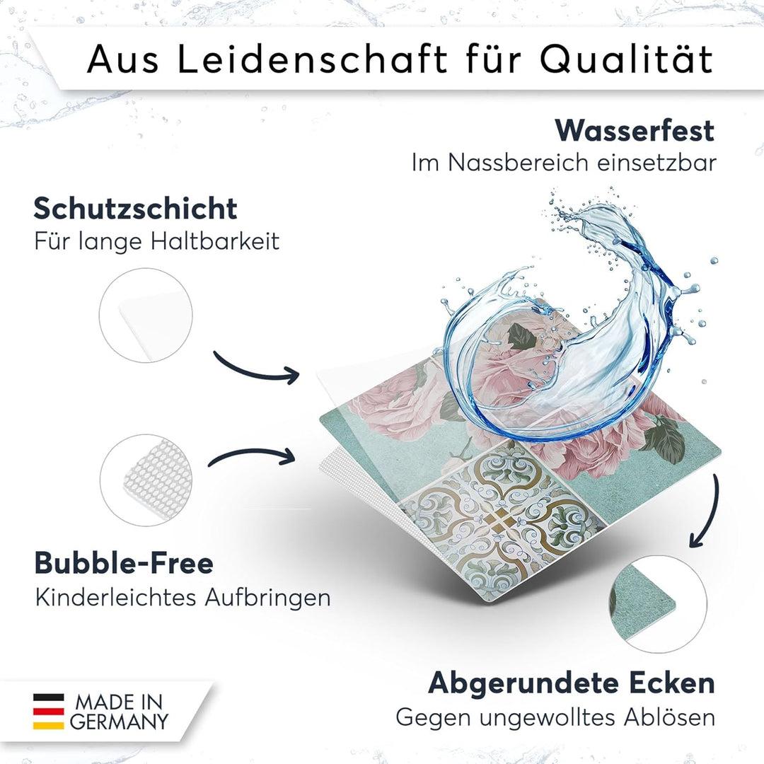 Fliesen Mosaik [ Fliesen Folie für Boden ] - Sticker Aufkleber Folie für Bodenfliesen - Bad oder Küc