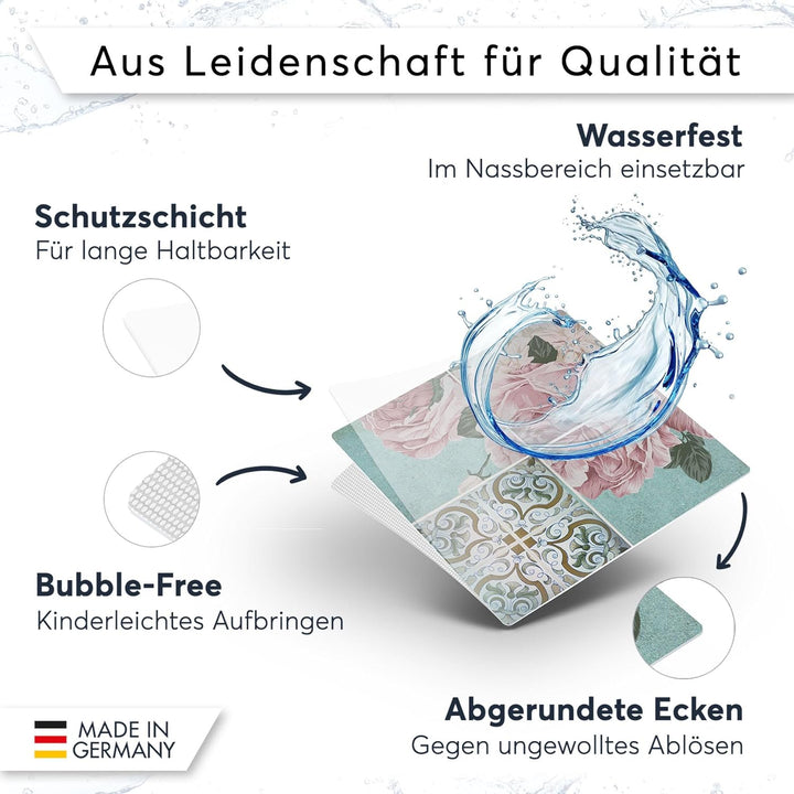 Fliesen Mosaik [ Fliesen Folie für Boden ] - Sticker Aufkleber Folie für Bodenfliesen - Bad oder Küc