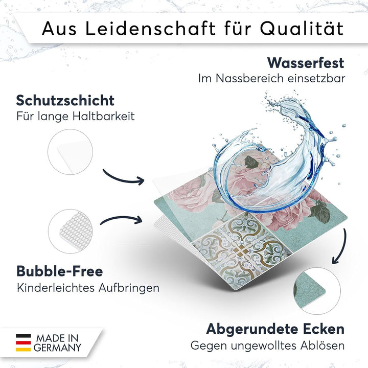 PVC Klebe-Fliesen für - [ Boden Fliesen ] - Aufkleber Folie Sticker für Boden-Fliesen - Küche oder B
