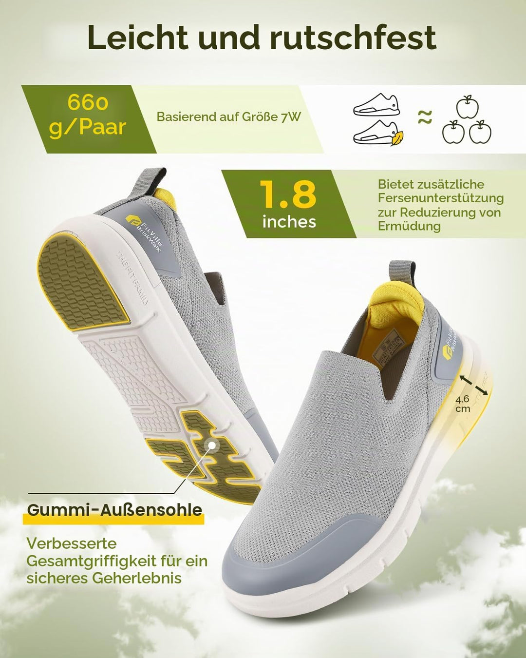 FitVille Herren Slip on Sneakers Extra Weite Leichte Slipper Schuhe Herren extra breit Atmungsaktiv