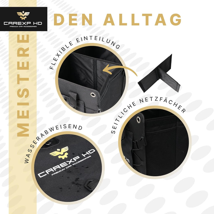 Kofferraum Organizer mit Deckel - Faltbare Kofferraumtasche als praktischer Auto Organizer inkl. Sei