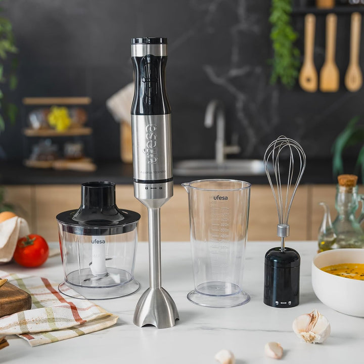 Ufesa Stabmixer Aquarius Max 1000W, Turbo-Funktion, Variable Geschwindigkeitskontrolle, 4 Hochwirksa