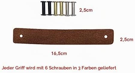 Brute Strength - Ledergriffe für Möbel - Wildleder - Cognac - 6 Stück - 16,5 x 2,5 cm - Schrankgriff