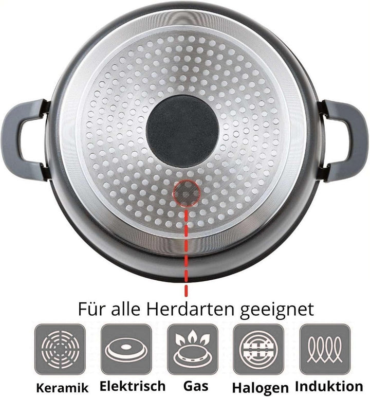 Kochtopf 6 L Suppentopf 24 cm Aluminiumguss Fleischtopf Antihaft Milchtopf Pastatopf Gemüsetopf Schm