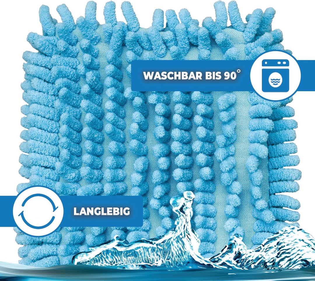3X Bodenwischer Ersatzbezug - Chenille Wischbezug blau - Wischmopp Chenille aus Mikrofaser für empfi