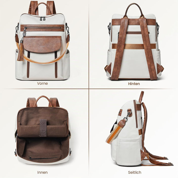 Shrrie Laptop-Rucksack für Damen, 15,6 Zoll Reise-Rucksack aus Leder, Handgepäck-Rucksack Computerta