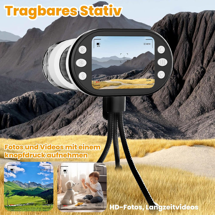 FIVAVA 1000X Mikroskop für Kinder, tragbares Digitales Mikroskop mit 2,0-Zoll-IPS-Display, Kinderlup