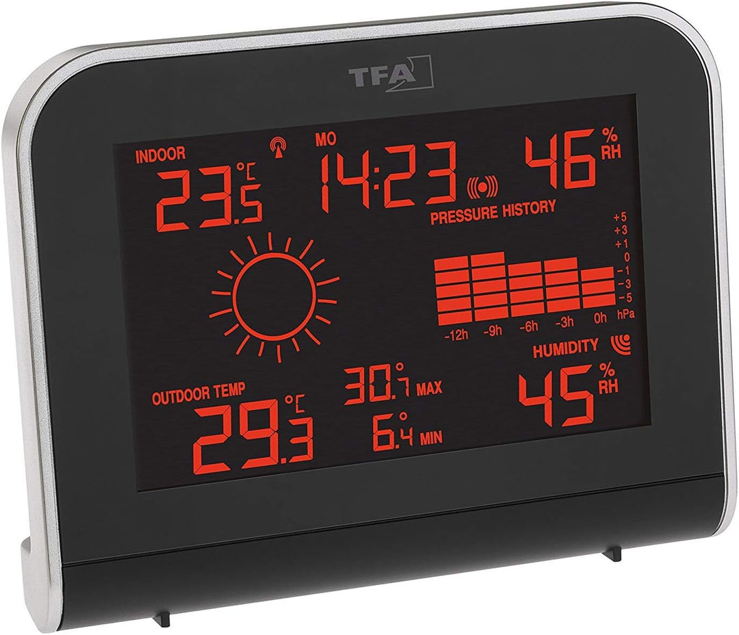 TFA 35.1148.01.IT Sphere Funk-Wetterstation mit Farbwechsel-Display (schwarz mit Batterien)