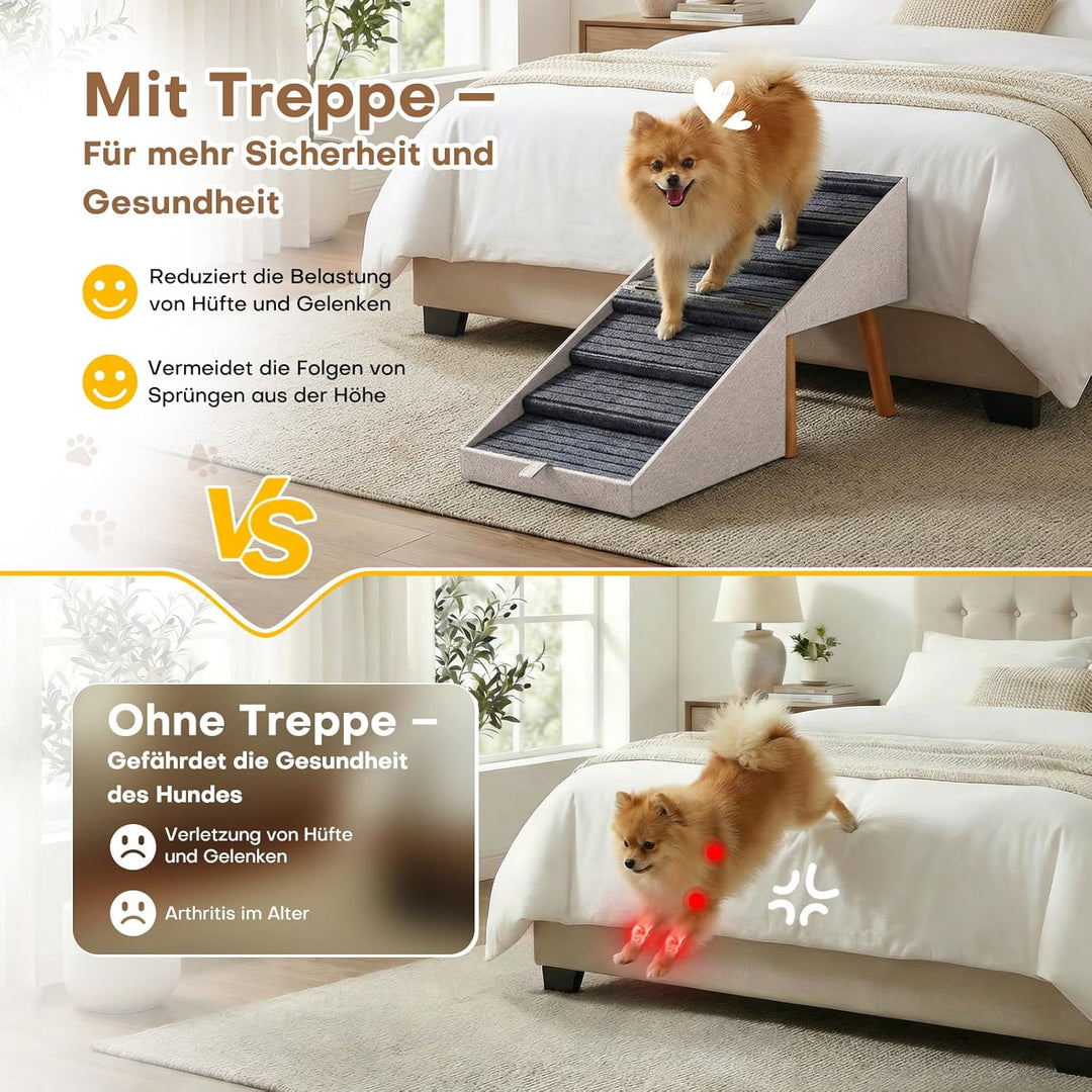 Hunderampe für Bett und Couch, Hundetreppe für grosse, mittlere und kleine Hunde, klappbare 2-in-1-H