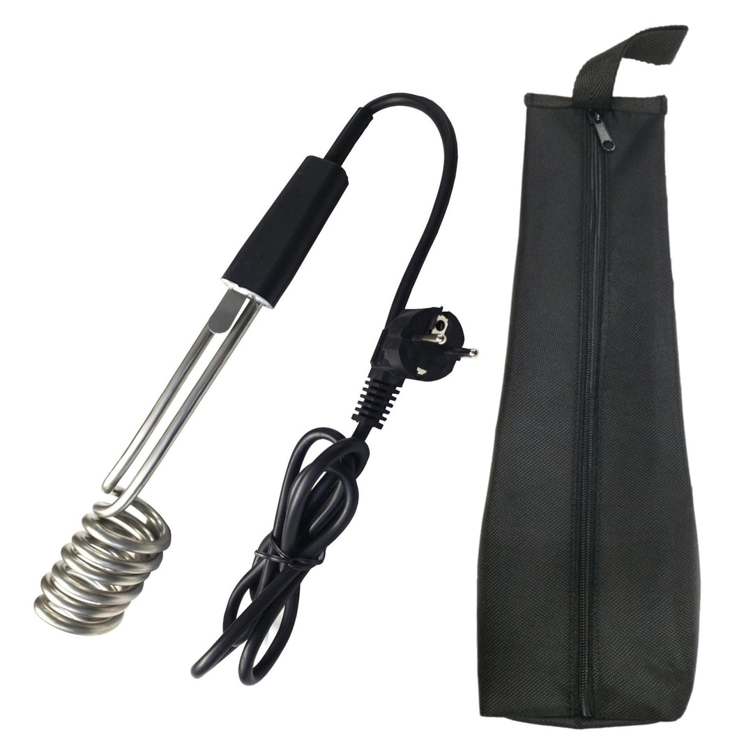 Tauchsieder GTN2.0 Taucherhitzer 2,0 kW 2000 Watt 230V aus EDELSTAHL Wasserkocher, Schwarz (mit Tasc
