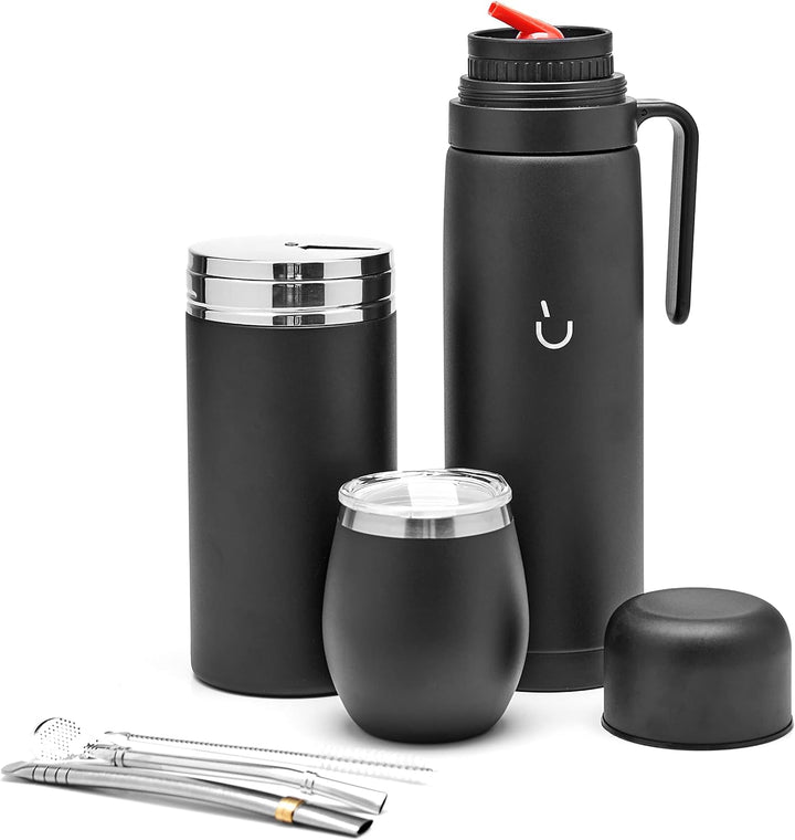 BALIBETOV Komplettes Yerba Mate Set – Moderner Mate Gourd, Thermos, Yerba Behälter, zwei Bombillas u