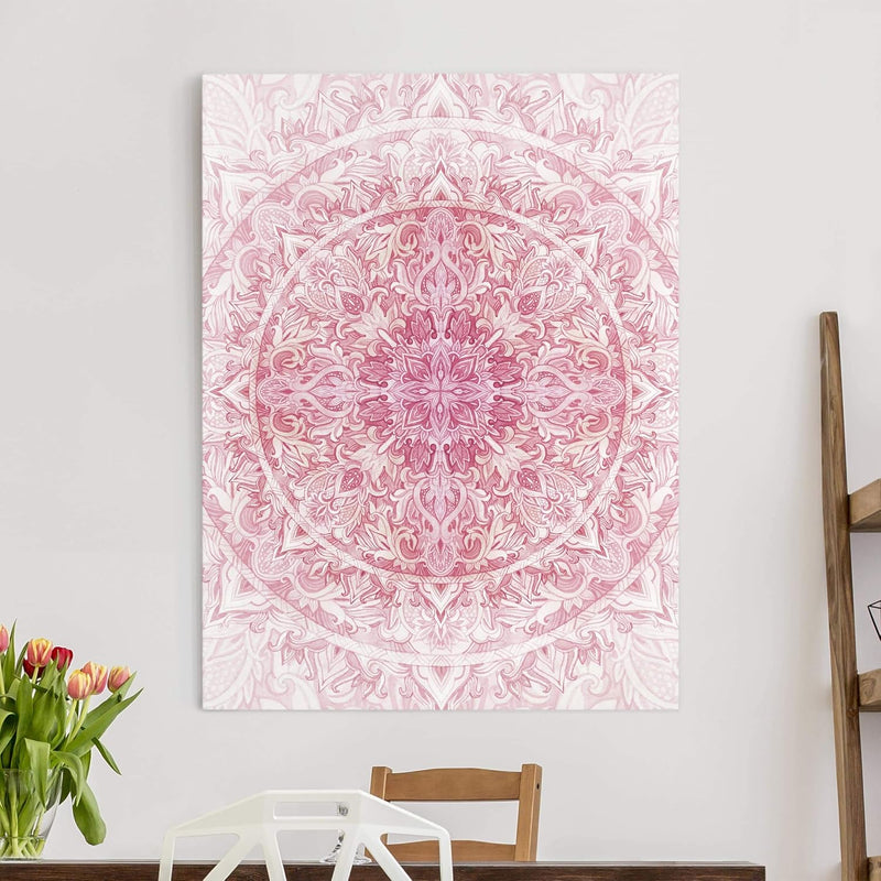 Bilderwelten Leinwandbild - Mandala Aquarell Sonne Ornament rosa - 40 x 30cm - Canvas 40L x 30B cm,