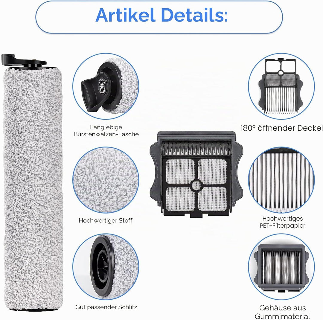 (5 Stück) Ersatz-Bürstenrollen und HEPA-Filter, Kompatibel Mit Tineco Floor One S3/ iFloor 3 Akku-Na