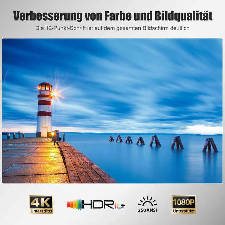 ZDK 2026 Upgrade Mini Beamer Integrierte Apps, Android 14, unterstützt 4K 1080P, Trapezkorrektur, WL