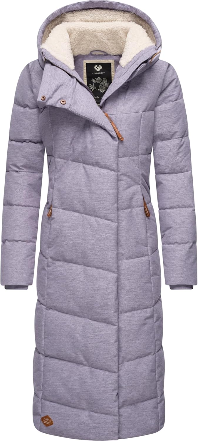 Ragwear Damen atmungsaktiver Wintermantel Warmer wasserdichter Steppmantel lang mit Kapuze Pavla Lon